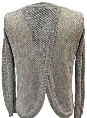MARGARET O'LEARY women’s 100% linen Sz small Wrap Back Pullover in Graphite EUC